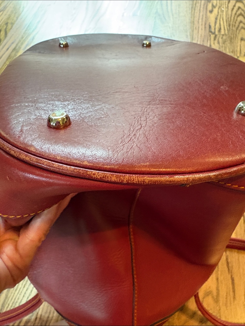 Lodis deep red leather bucket purse - Picture 9 of 14